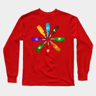 Zombie 8 Perk Pinwheel on Red Long Sleeve T-Shirt